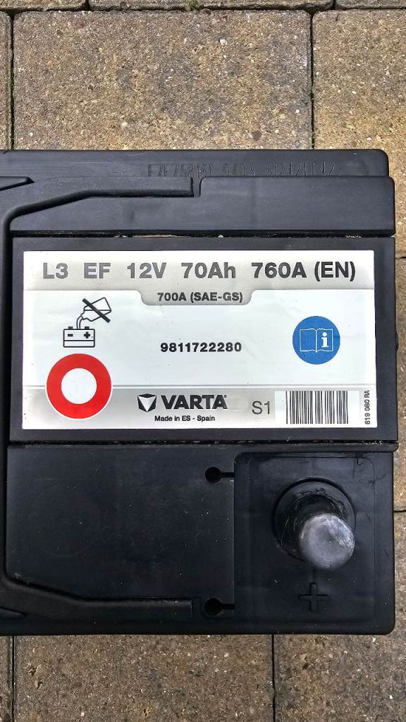 Used VARTA Stop Start Car Battery L3 EF 12V 70Ah 760A