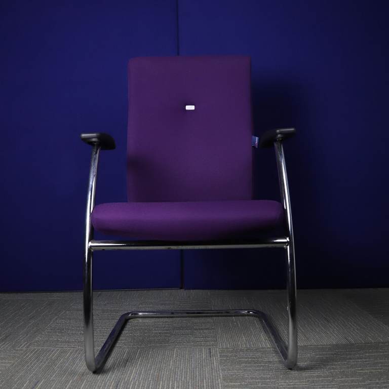 Purple Summit Meeting Chair with Cantilever Chrome Base and Black Arms CH-1226