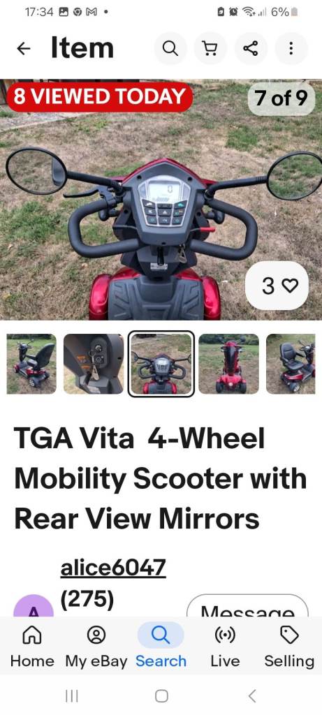 Red TGA Vita 4-Wheel Mobility Scooter – Good Condition