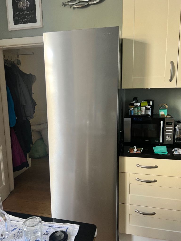 Sharp Freestanding Fridge – Silver, Good Condition