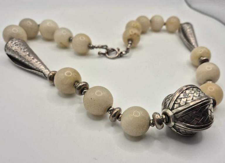 1970s modernist style 925 silver statement necklace