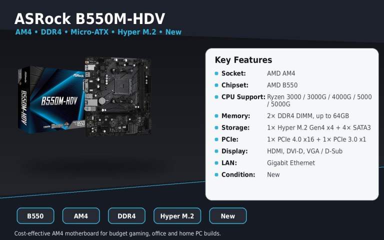 ASRock B550M-HDV Motherboard New