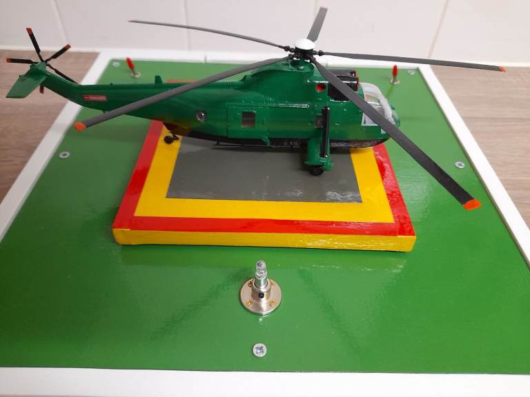 Model (Sea king) helicopter on stand. REDUCED 