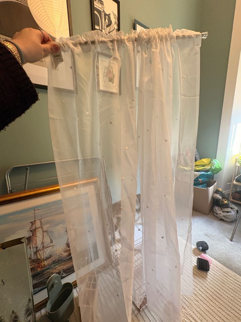 RESERVED - tension rod curtain pole and curtain