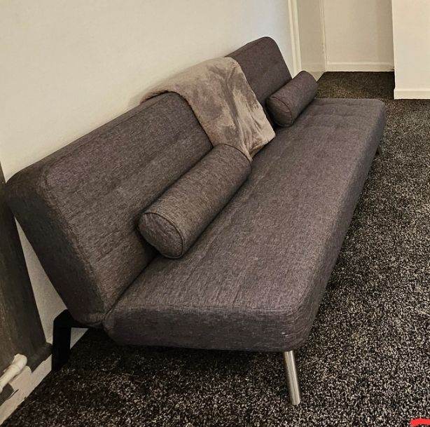 As-New Grey Fabric Sofa Bed - Immaculate Condition