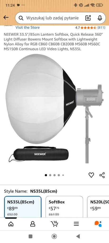 New Neewer NS35L 85cm Lantern Softbox | One-Step Quick Release | 360° Diffuser | Studio Photo Video