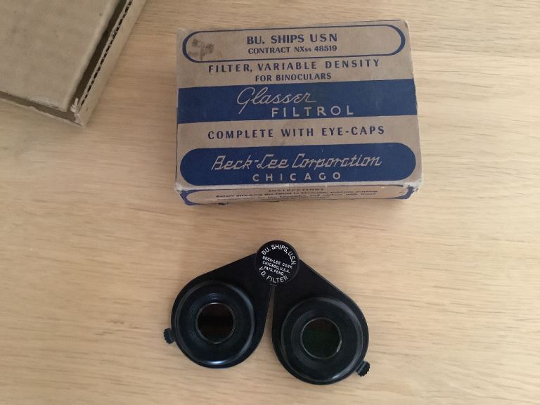 Vintage Military Binocular V.D. FILTER Beck Lee Corp. BU. SHIPS, U.S.N Chicago