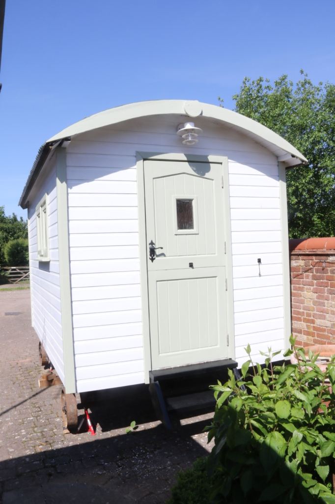 Shepherds Hut for sale - cream with sage trim