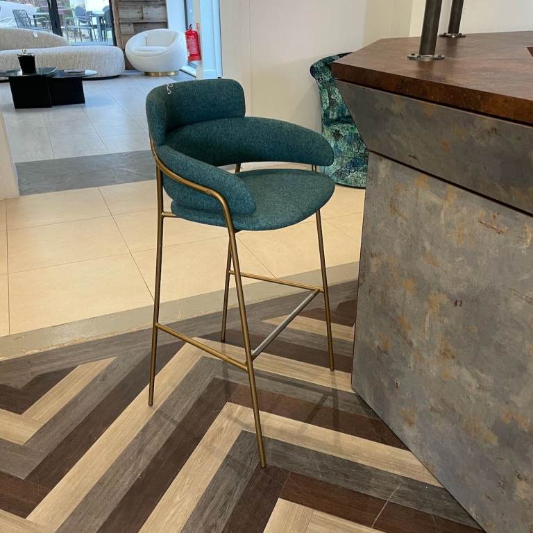 NEW EX DISPLAY, BESPOKE MADE, STRIKE BAR STOOL GOLD FRAME, £80 X1 In Stock