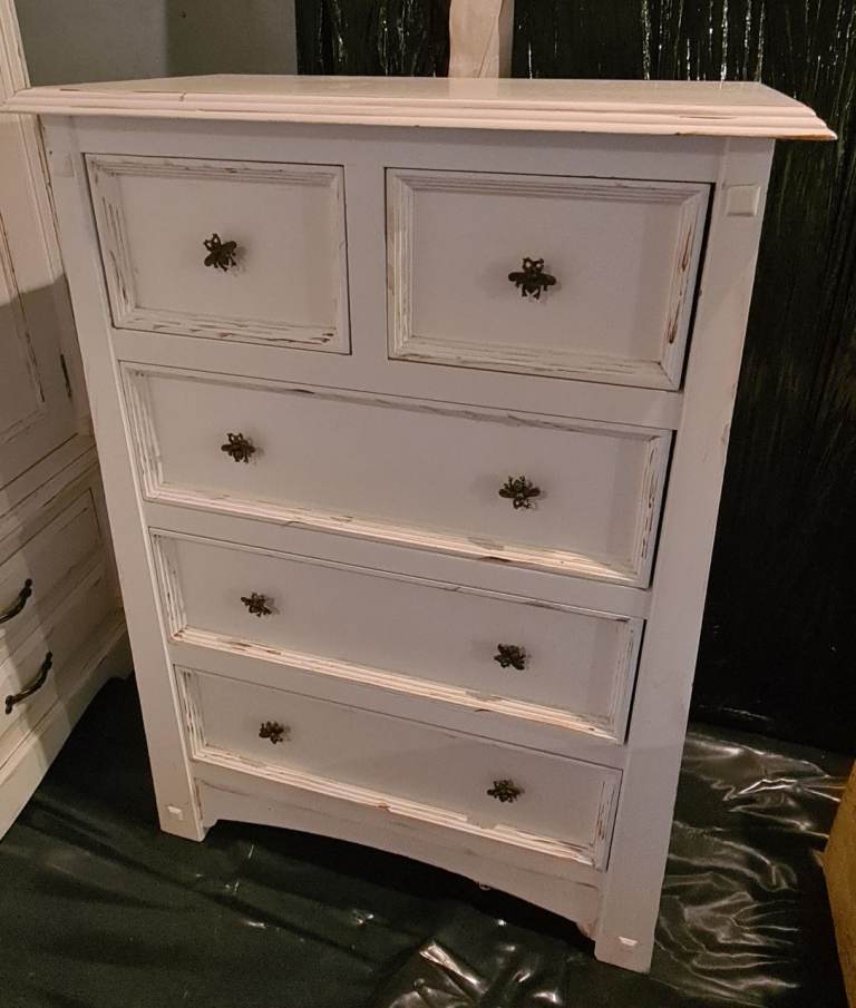 Large pine bedroom set, double wardrobe, chest of drawers and dressing table