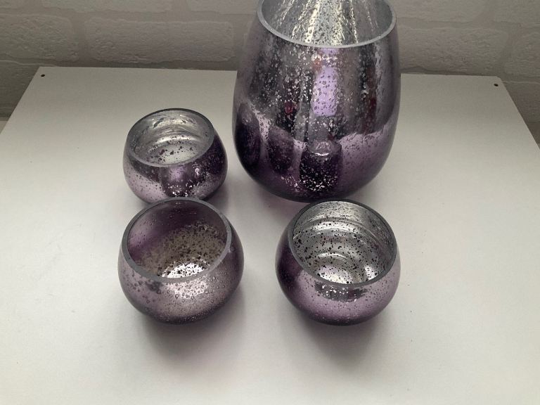 Purple and silver candle holders t light and other sizes 