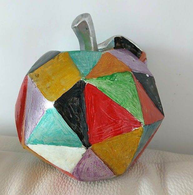 UNIQUE CUSTOM PAINTED ACRYLIC APPLE SIZE APPROX 10 INCHES TALL