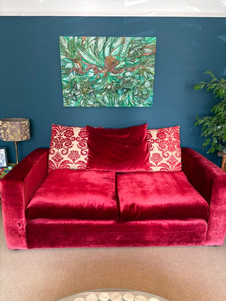 Red Velvet Sofa - Excellent condition 