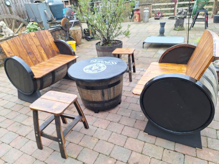 Oak barrel garden furniture for garden patio bar mancave 