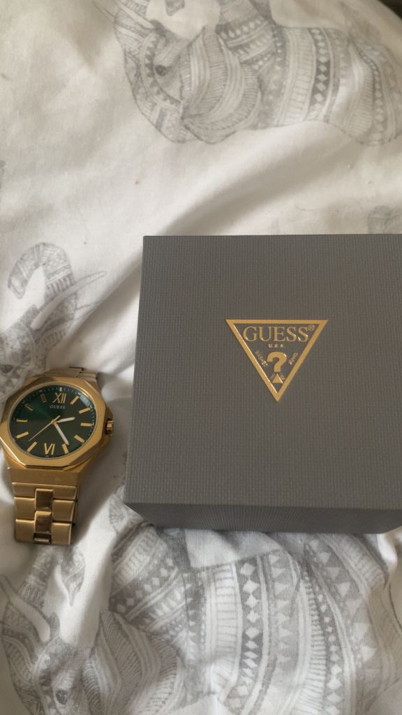 Guess Gold Watch with Green Face – As Good As New