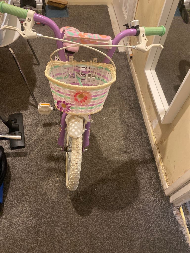Girls Purple Kids Bike with Basket – Good Condition