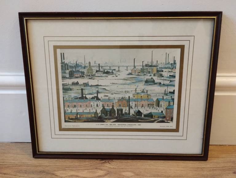 L.S. Lowry.  Industrial landscape 1950. Print. Vgc.