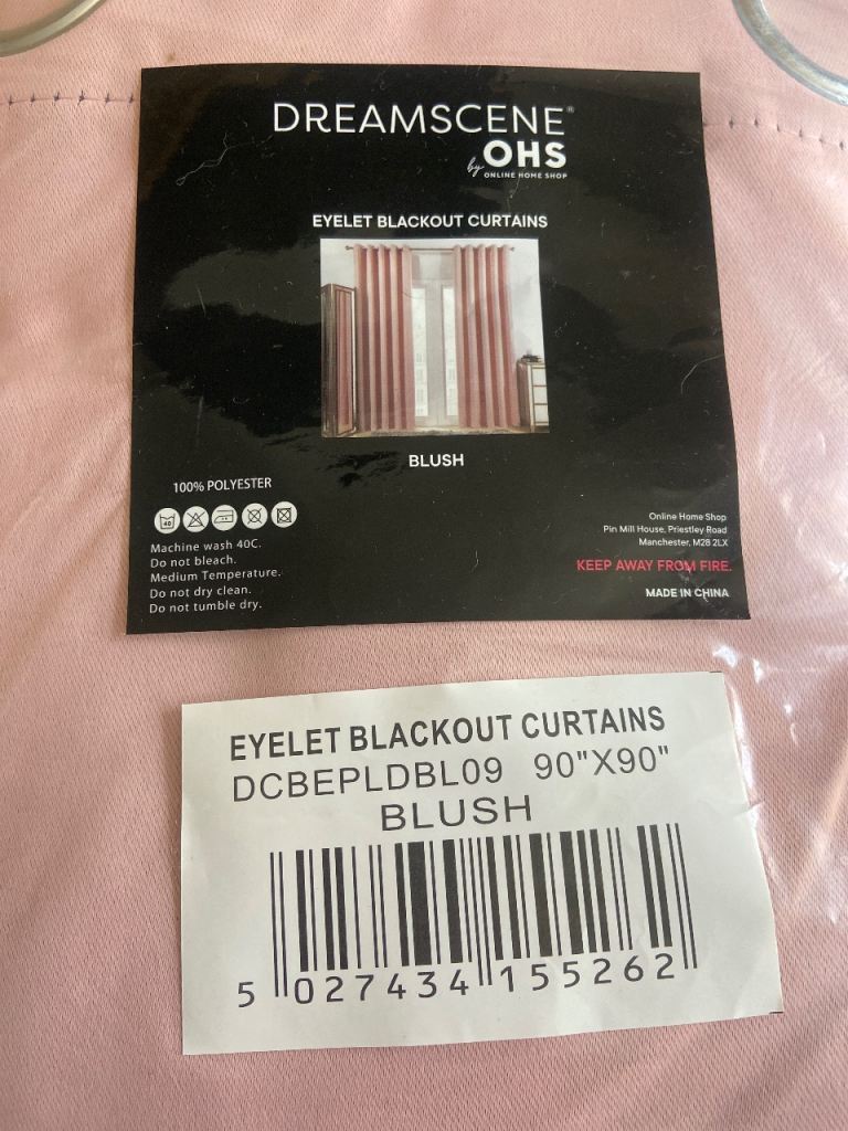 Dreamscene OHS Blush Eyelet Blackout Curtains 90"x90"