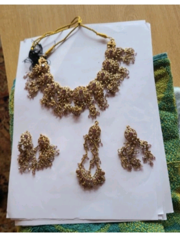 Purple Indian Pakistani Artificial Traditional  Jewellery Set