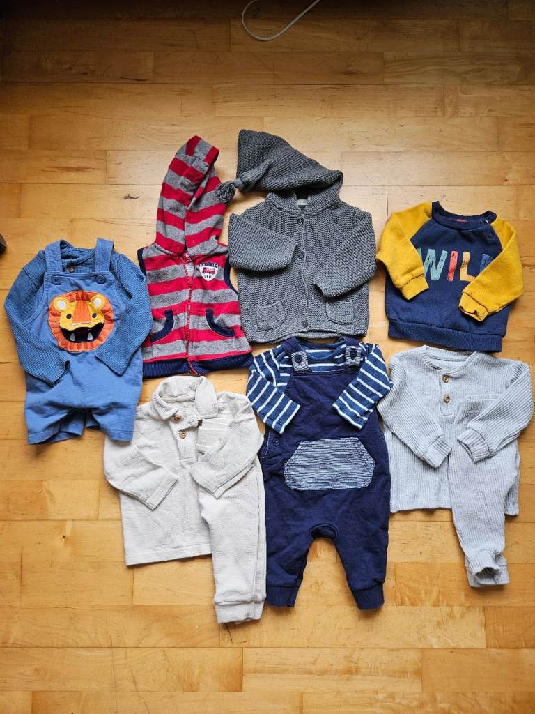 0-6 months baby bundle - JoJo maman Dungarees, Carter's vests , co-ords