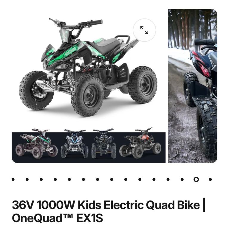 OneQuad EX1S 36V 1000W Kids Electric Quad Bike – Green/Black