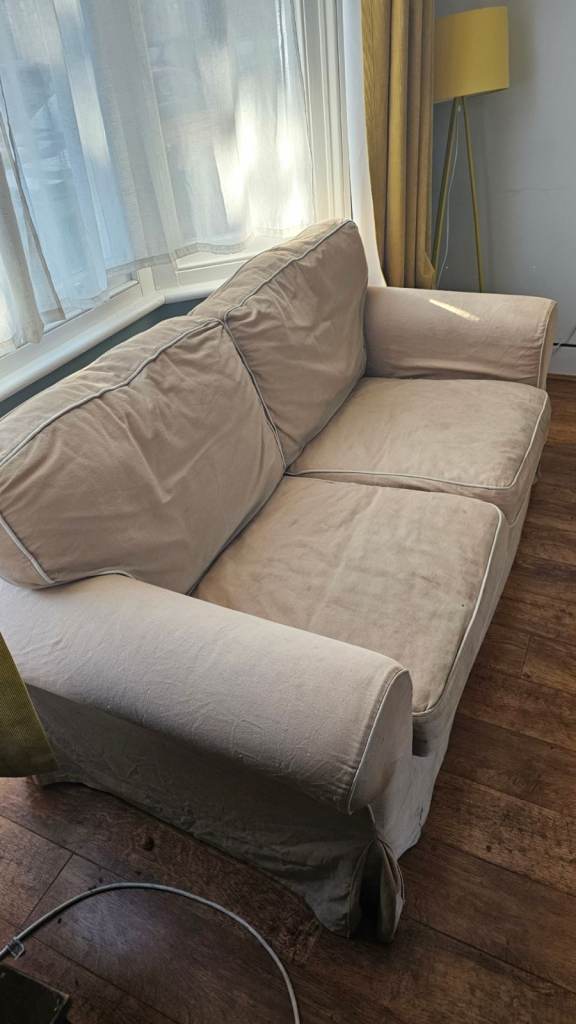 Two Seater Cream Fabric Sofa