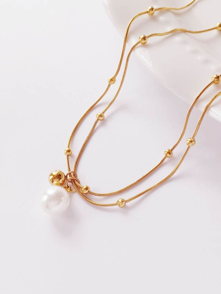 18K Gold Plated Layered Pearl Necklace Minimalist Jewellery Gift For Her Unique