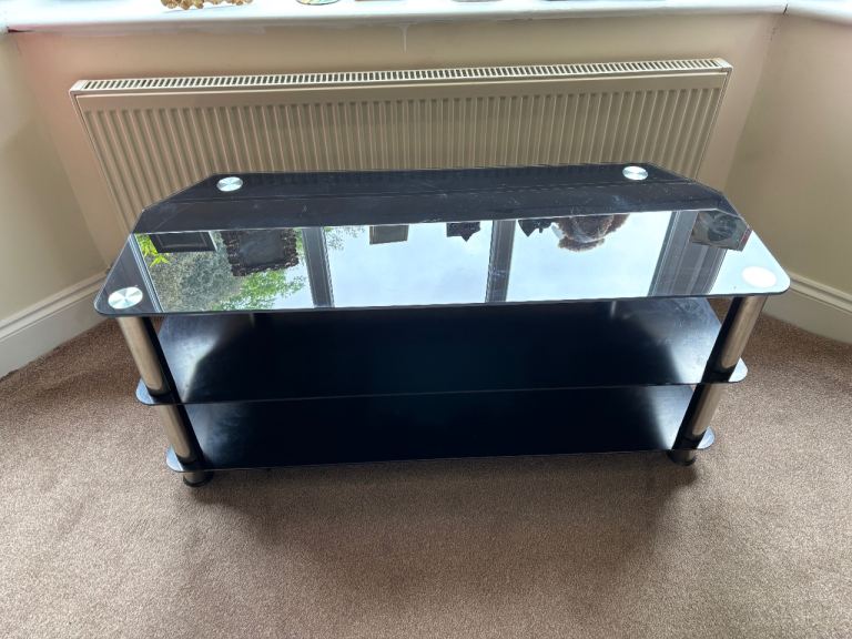 Large black and chrome 3 tiered TV stand £15