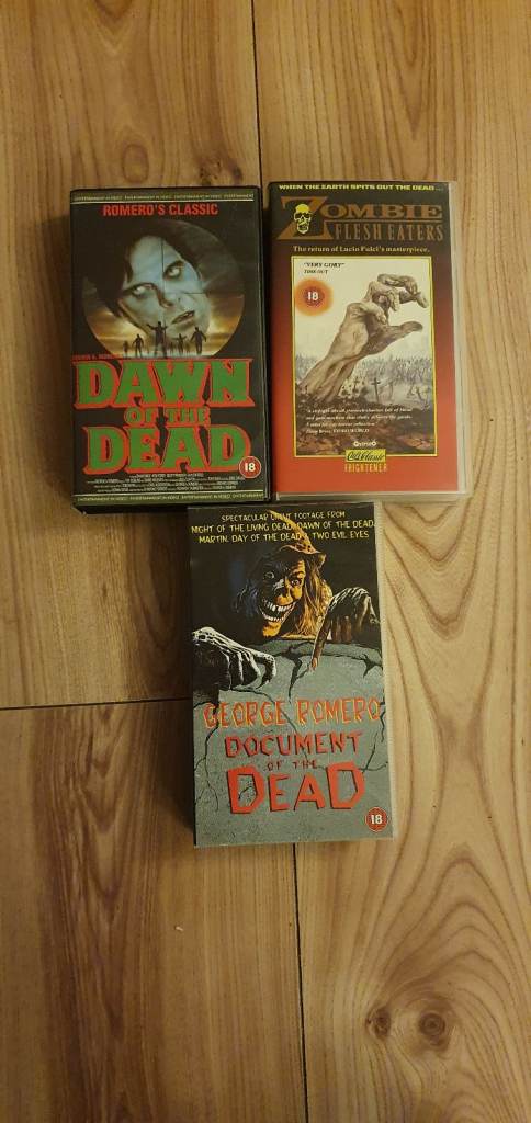 3 X George Romero Horror VHS Dawn Of The Dead, Zombie Flesh Eaters