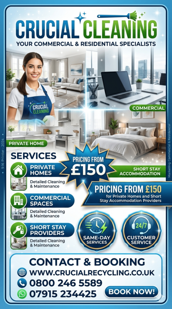 ​Same-Day Commercial & Residential Cleaning | 24/7 Service | Crucial Cleaning