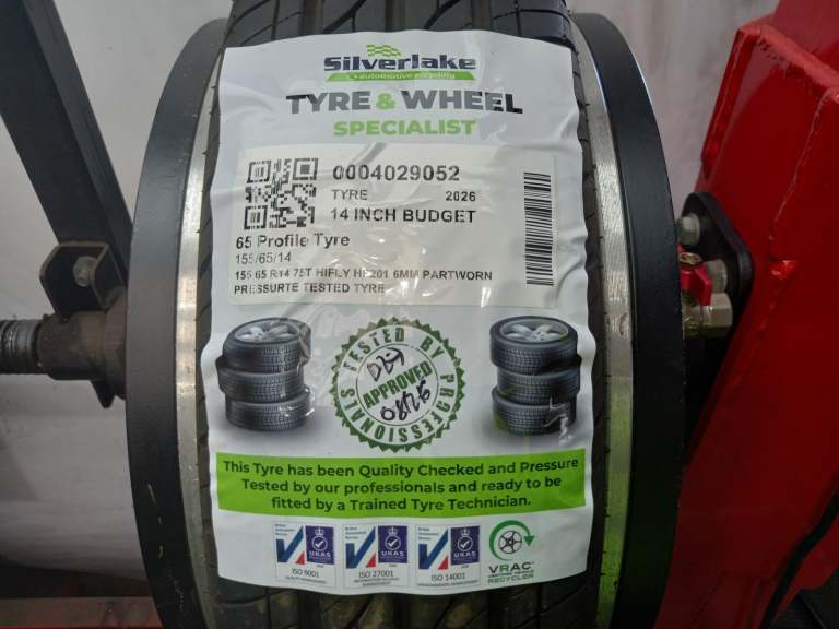 155 65 R14 75t Hifly Hf201 6mm Partworn Pressurte Tested Tyre