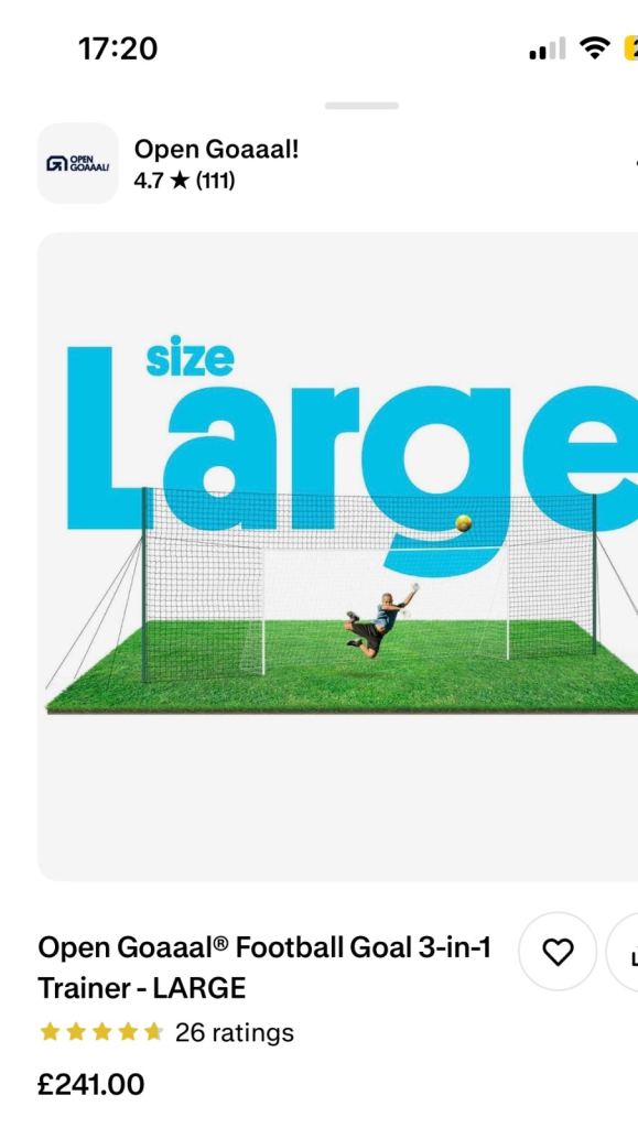 Large football goal and rebounder net