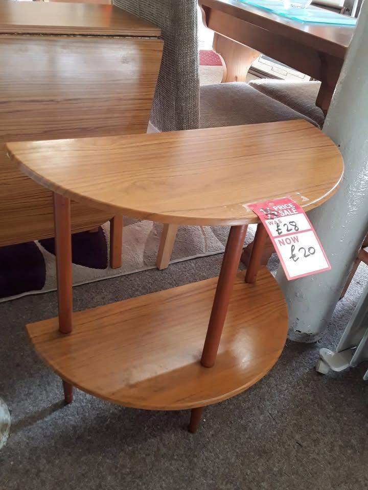 Vintage teak half-moon console table Low Cost Moves 2nd Hand Furniture STALYBRIDGE SK15 3DN
