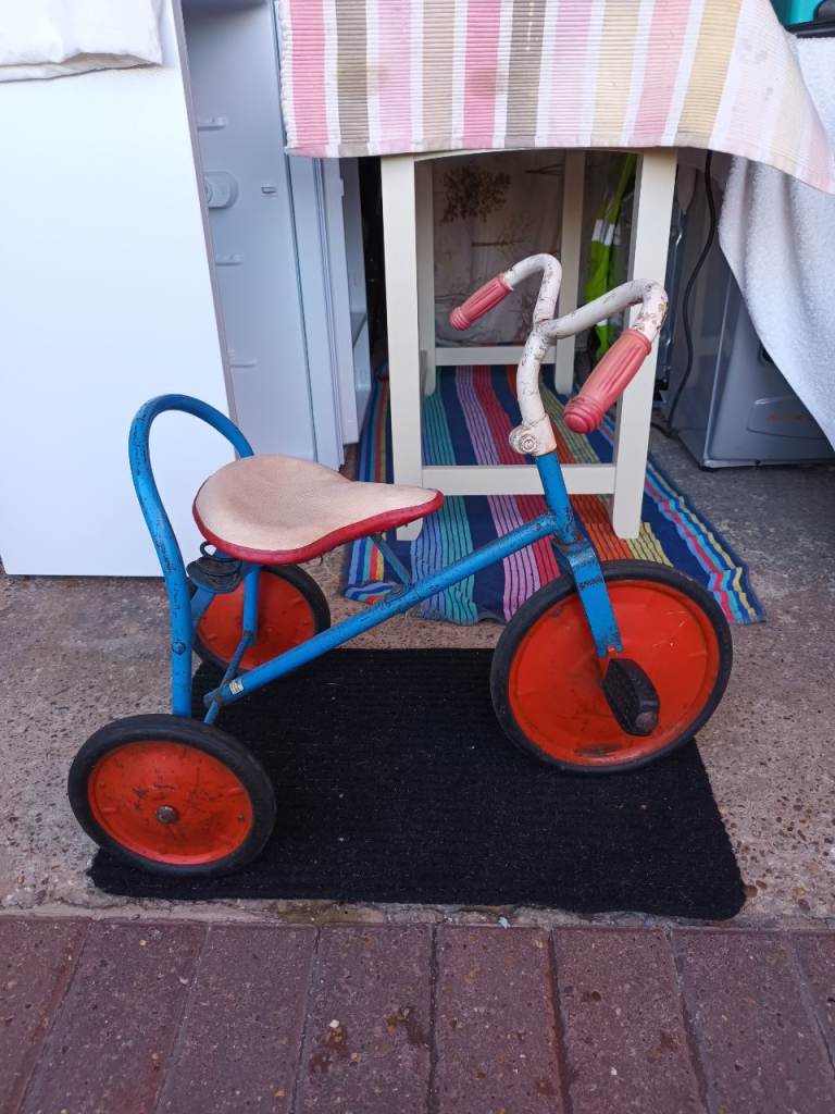 Vintage Kids Tricycle - Blue and Red, Fair Condition