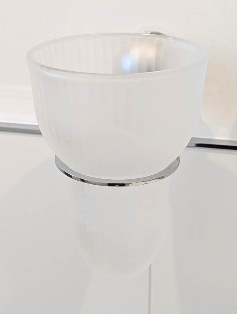 KEUCO APOLLO GLASS TOILET BRUSH HOLDER & CHROME GOLD BRACKET 19cm H x 17.7cm D