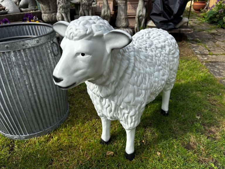Decorative Garden Sheep Ornament - White, Good Condition