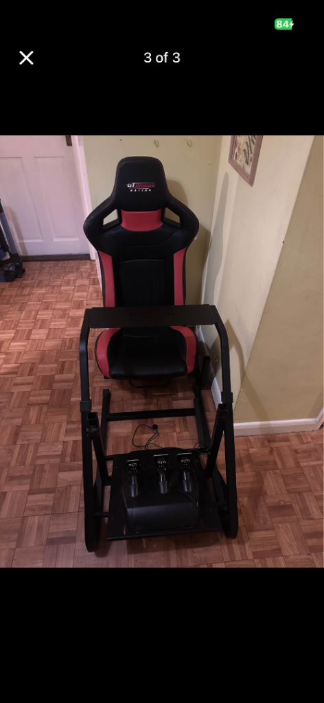 Racing simulator with tv stand