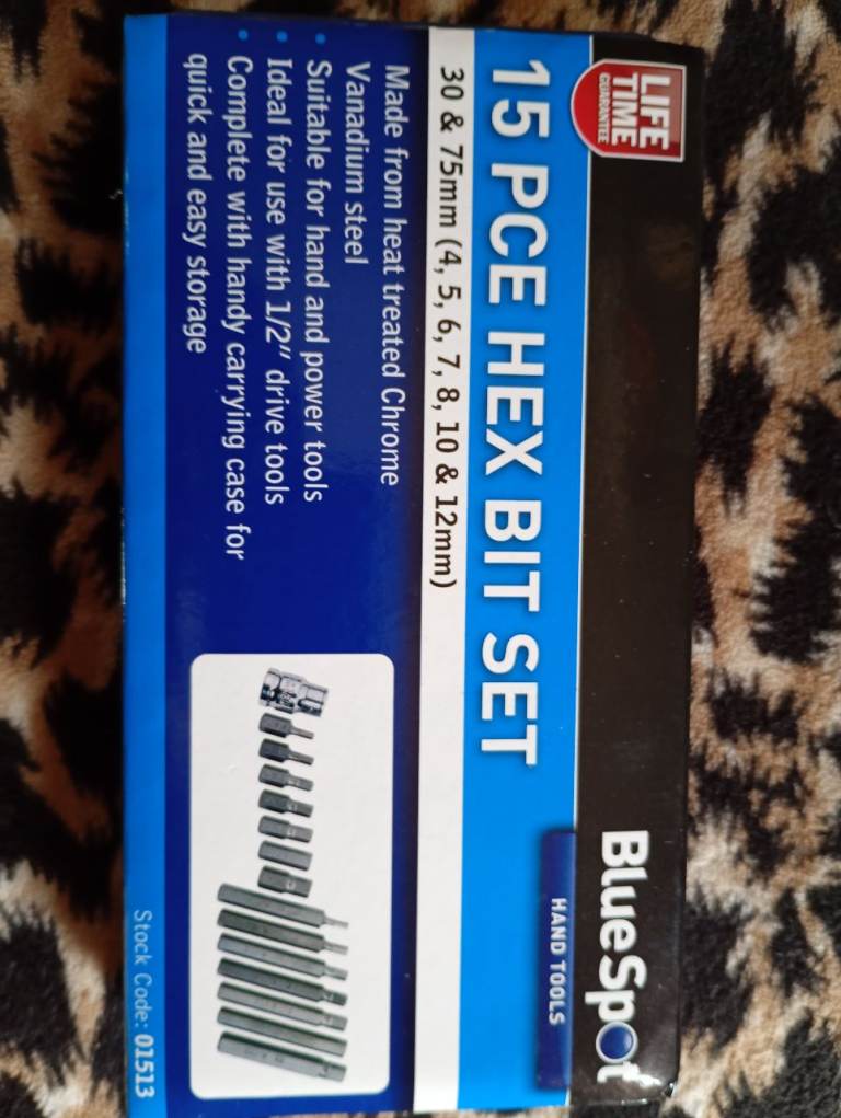 BlueSpot 15 Piece Hex Bit Set with Carry Case