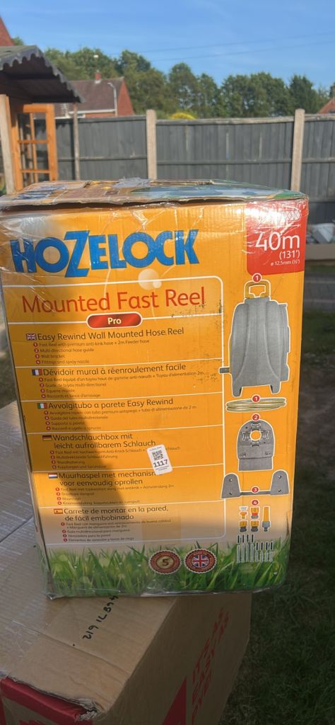 Hozelock Mounted Fast Reel Pro 40m Hose Reel - New