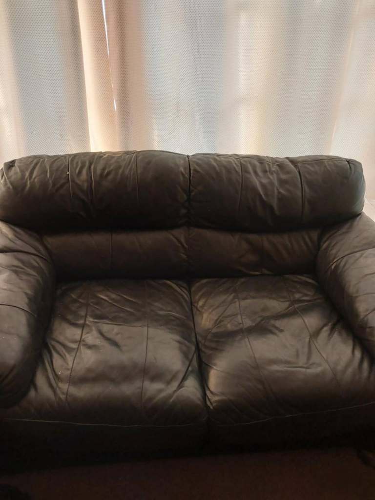 Leather Sofa Couch Black
