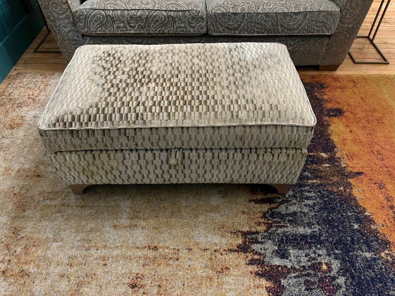 Storage Ottoman / Footstool – Green Velvet Texture