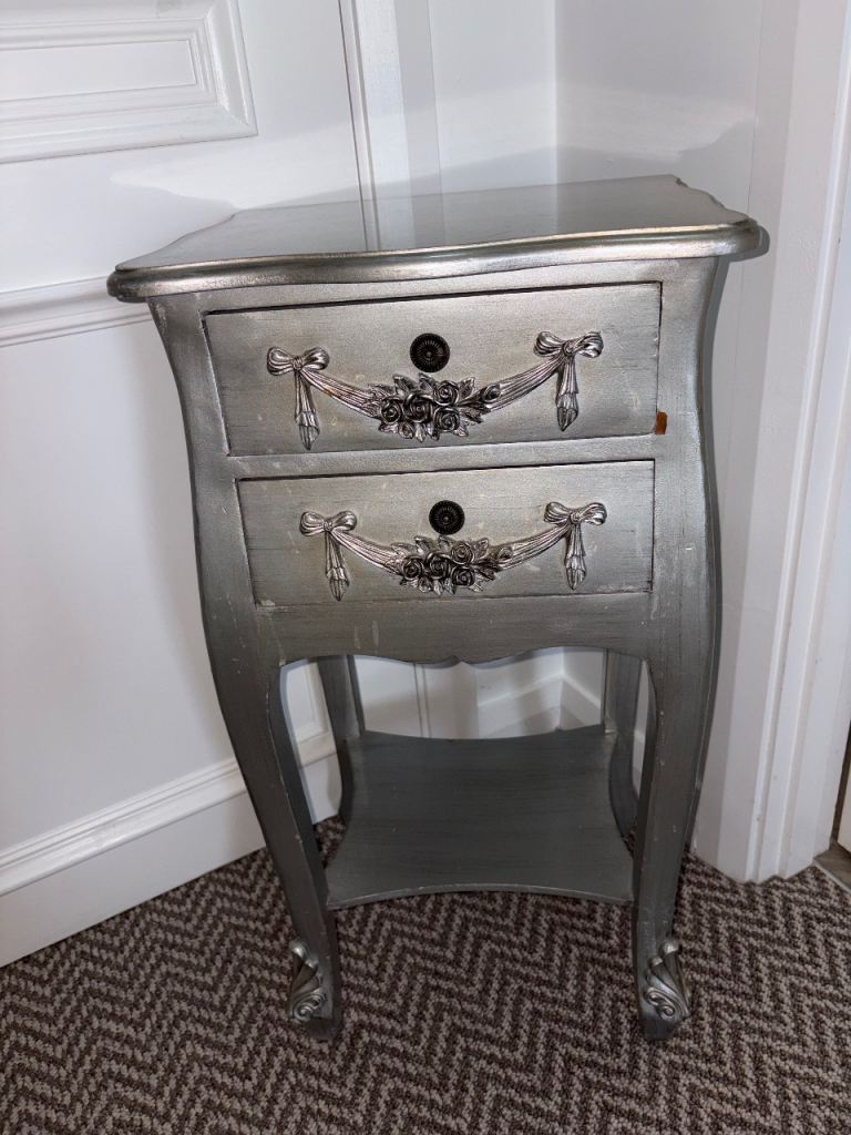 Silver Shabby Chic silver bedside drawers