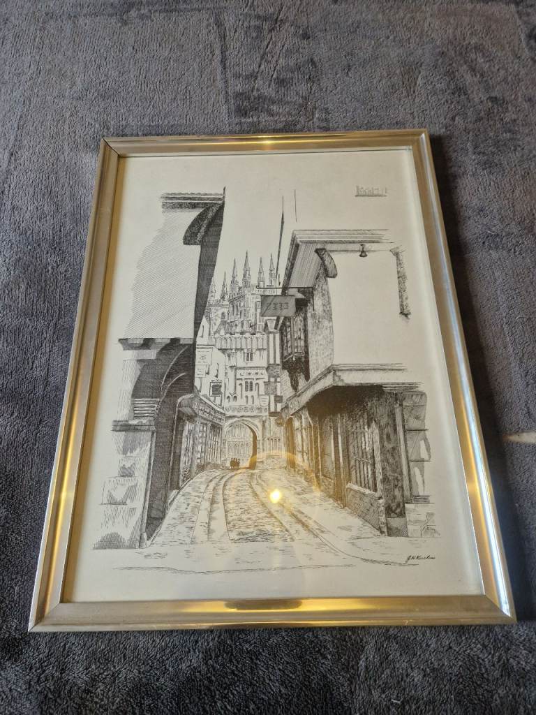 Signed G H Kershaw Architectural Street Scene Framed Print