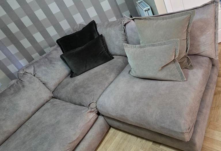 Corner sofa silver/grey