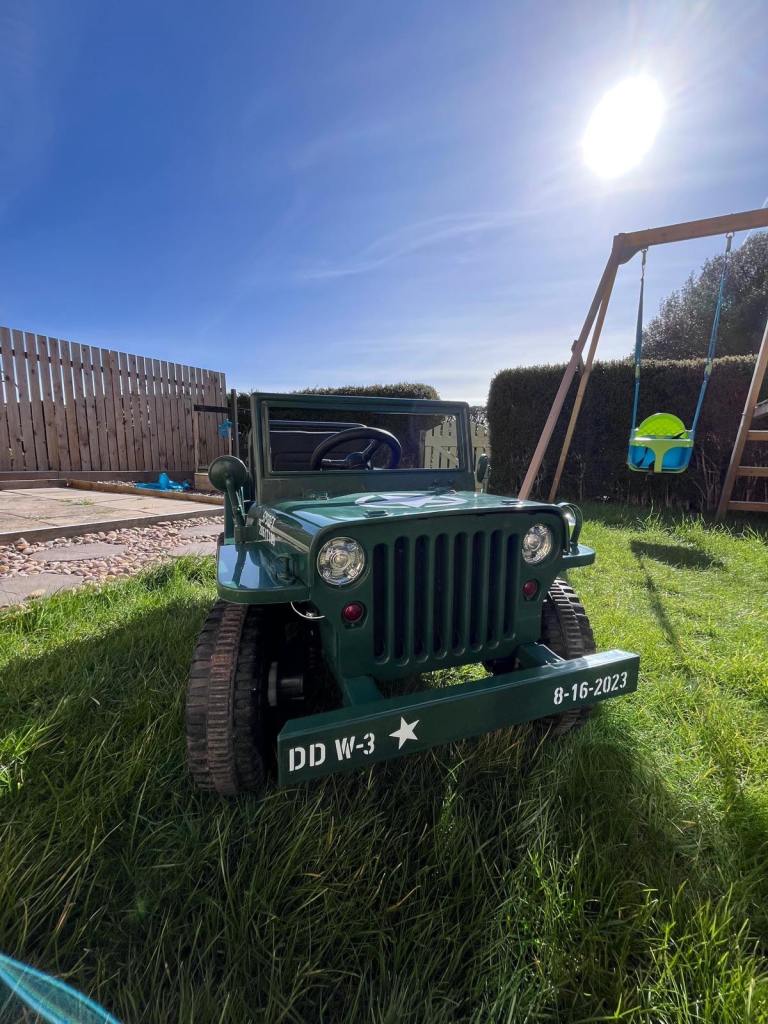 Kids Off Road Ride On Electronic Army Jeep - with Bluetooth and parental remote control