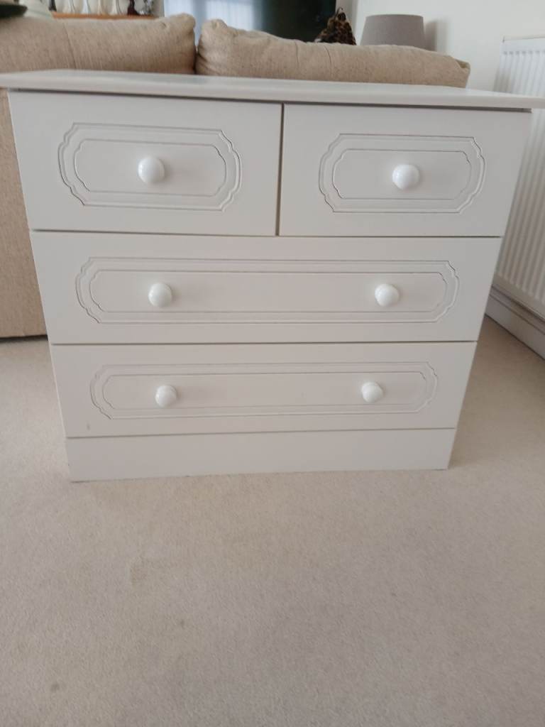 White Wooden Chest of Drawers - Good Condition