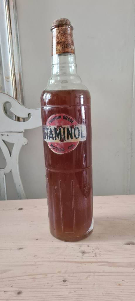 Vintage Staminol glass bottle motor oil 