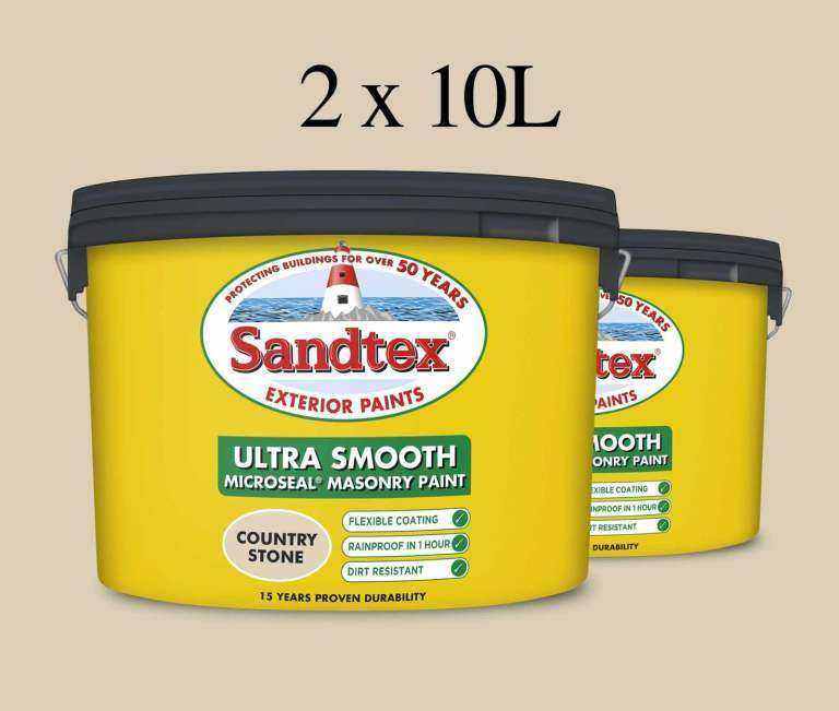 2 x 10L Sandtex Masonry Paint ("Country Stone")