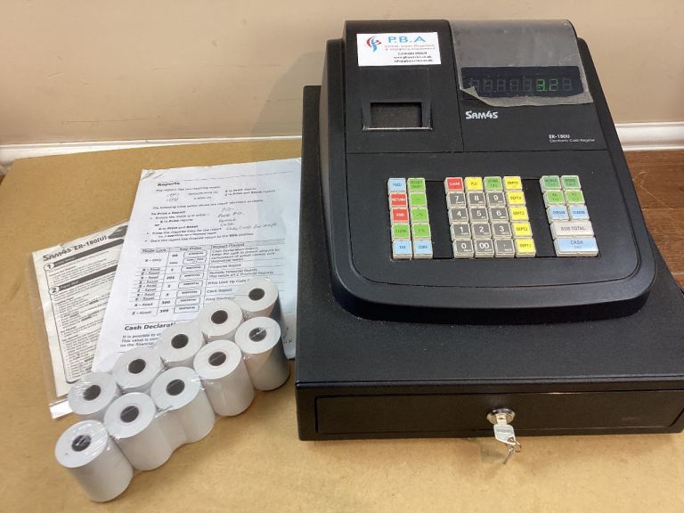 SAM4S ER-180U electronic cash register till, tested and working.