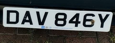 Private Plate DAV 846Y - DAVE, DAVID, DAVY, DAVIS, DAVINA